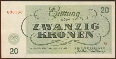 Német Birodalom/Cseh-Morva Protektorátus/Theresienstadt/Gettópénz 1943. 20Kr T:I
