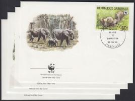 WWF Erdei elefántok sor 4 db FDC, WWF Forest elephants set 4 FDC