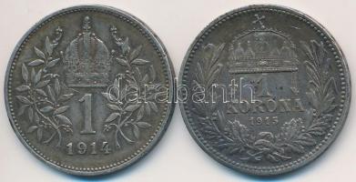 Vegyes: 1915KB 1K Ag "Ferenc József" + Ausztria 1914. 1K Ag "Ferenc József" T:2,...