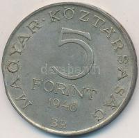 1948. 5Ft Ag "Petőfi" T:2,2- ph., patina