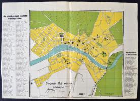 1940 Ungvár thj város térképe utcajegyzékkel. / Map of Ungvar 43x30 cm