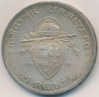 1938. 5P Ag "Szent István" T:2 ph., patina 
Adamo P8.1