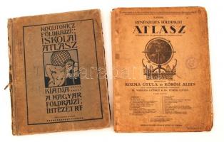 cca 1930 2 iskolai földrajzi atlasz, kissé megviselt állapotban