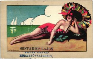 Bathing beauty; Italian Art Deco Ballerini & Fratini (with Hungarian commercial stamping) s: Chiostri