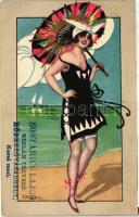Bathing beauty; Italian Art Deco Ballerini & Fratini (with Hungarian commercial stamping) s: Chiostri