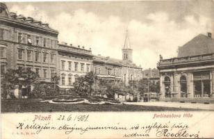 Plzen, Pilsen; Ferdinandova trida / Ferdinand street, tram (EB)