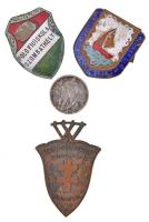 1896KB 1K Ag "Millennium" mandzsettagombbá alakítva + ~1920-1930. "Premontrei Gimnázium Budafok" Br jelvény (39x57mm) + "Polgári Fiú Iskola Szombathely" zománcozott Br jelvény (30x42mm) + "Siófoki Magyar Királyi Állami Polgári Fiú Iskola" zománcozott Br jelvény (34x40mm) T:2- zománchiány