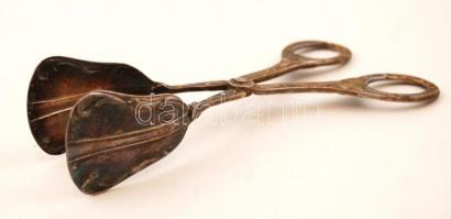 Szecessziós salátaszedő, ezüstözött alpakka, h:17 cm