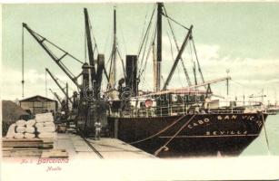 Barcelona, Muelle / port with the ship Cabo San Vincente