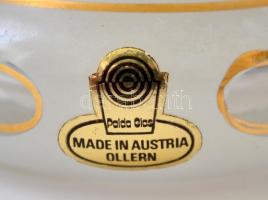 Palda Glas dekoratív üvegváza, kétrétegű, csiszolt,  matricával jelzett, lekopásokkal, d: 9 cm