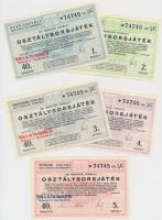 Budapest 1938. "40. Magyar Királyi Osztálysorsjáték" 1.,2.,3.,4.,5. osztályú 1/8 sorsjegye...