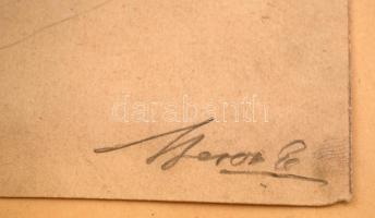 Beron Gyula (1885-1971): Híd Sárospatakon. Ceruza, papír, jelzett, 16×27 cm