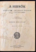 1939 A Hirnök c. keresztény folyóirat teljes XXXVI. évfolyama, egybekötve. Szerkeszti P. Boros Fortunát.  Korabeli félvászonkötésben, az első néhány lap (tartalomjegyzék) szakadozott, hiányos.  Korabeli félvászonkötésben.