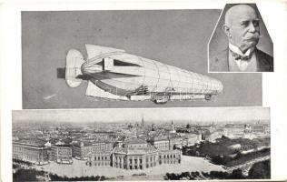 Graphic picture of an airship of Graf Zeppelin with the view of Wien (EK)