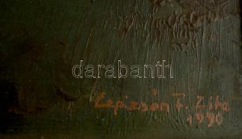 Lepizsán Fekécs Zita(1936-): Bivalyok. Olaj, farost, fa keretben, jelzett,  25x34 cm