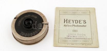 cca 1910 Heydes Aktino Photometer Modell II. optikai megvilágításmérő (fénymérő) tokkal / Exposure meter