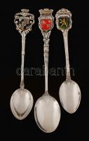 Ezüst  díszkanalak (Bayrenth, Heidelberg, Ubrus), Ag., nettó: 26gr., jelzett, 9-10,5cm / Silver spoon (Bayreuth, Heidelberg, Ubrus), Ag, net. 26gr, marked, 9-10,5cm