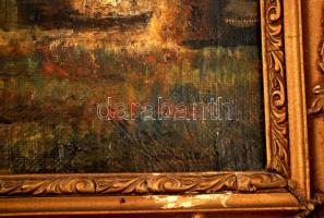 Jelzés nélkül: Éjszaka a tanyán. Olaj, vászon,, 40×50 cm