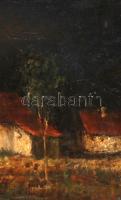 Jelzés nélkül: Éjszaka a tanyán. Olaj, vászon,, 40×50 cm