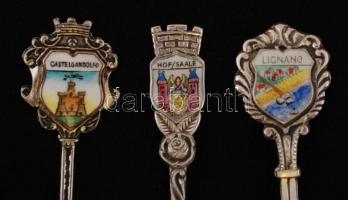 Ezüst  díszkanalak (Castelgandolfo, Lignano, Hof/Saale), Ag., nettó: 25gr., jelzett, cca 10cm / Silv...