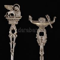 Ezüst, velencei  díszkanalak  Ag., nettó: 17gr., jelzett, 10-11cm / Silver venetian spoon , Ag, net....