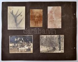 cca 1915-45 Öt darab, családi fotóalbumból való kartonlap, Vezér (Welsch) Károly hagyatékából. Rajta...