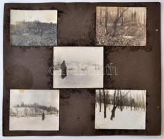 cca 1915-45 Öt darab, családi fotóalbumból való kartonlap, Vezér (Welsch) Károly hagyatékából. Rajta...