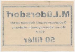 1912. "M. Lüdersdorf Gyógyszerészeti dobozárúgyár Kő- és könyvnyomda utalvány" 50f T:I-