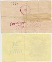 Magyaróvár 1919. 1K "Mosonvármegye Direktóriuma" + Mezőtúr DN 20f "Polgár István kere...