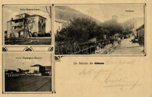 Labin, Albona and Carpano; Torre Scampicchio, Torre Depangher-Manzini. Multi-view Art Nouveau