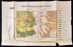 1878 Budapest környékének földtani térképe, 1:28.800, kis sérüléssel,  hajtogatva, 54x75cm