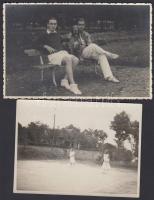 cca 1927-1938 10 db teniszezőkről készült fotó, közte a Kisnyíri Tenisz Egyletről, 5x8 és 9x13 cm kö...