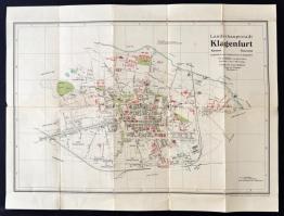 1930 Klagenfurt térkép, 1:10.000, hajtás mentén kis szakadással, hajtogatott, 38x49cm