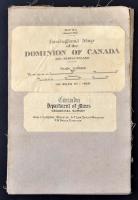 1913 Dominion of Canada geológia térkép vászonra kasírozva, 42x98cm