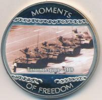 Libéria 2004. 10$ "Szabadság pillanatai - Tienanmen tér 1989" multicolor tanúsítvánnyal T:PP  Liberia 2004. 10 Dollars "Moments of Freedom - Tienanmen square 1989" multicolor with certificate C:PP