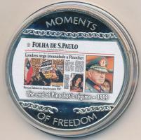 Libéria 2004. 10$ "Szabadság pillanatai-Pinochet-rezsim vége 1989" multicolor tanúsítvánnyal T:PP kis ujjlenyomat Liberia 2004. 10 Dollars "Moments of Freedom-The end of Pinochet's regime 1989" multicolor with certificate C:PP small fingerpint