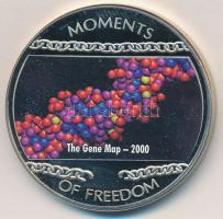 Libéria 2004. 10$ "Szabadság pillanatai-A gén-térkép 2000." multicolor tanúsítvánnyal T:PP kis ujjlenyomat Liberia 2004. 10 Dollars "Moments of Freedom-The gene map 2000." multicolor with certificate C:PP small fingerprint