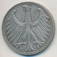 NSZK 1951J 5M Ag T:2-
FRG 1951J 5 Mark Ag C:VF