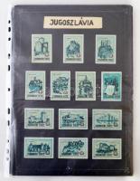 403 db jugoszláv gyufacímke, összesen 23 db kartonlapon, változatos témákban: városok, várak, gombák, stb.