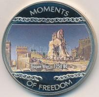 Libéria 2004. 10$ "Szabadság pillanatai - Trójai háború Kr.e. 1250" multicolor, tanúsítvánnyal T:PP   Liberia 2004. 10 Dollars "Moments of Freedom - Trojan War 1250 BC" multicolor, with certificate C:PP
