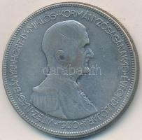 1930. 5P Ag "Horthy jobbra" T:3 patina Adamo P8