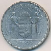 1930. 5P Ag "Horthy jobbra" T:3 patina
Adamo P8