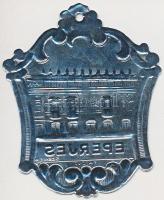 cca 1920-30 Eperjes, Szeiler, dombornyomott irredenta fém hártyalemez, felakasztható, 6x5cm