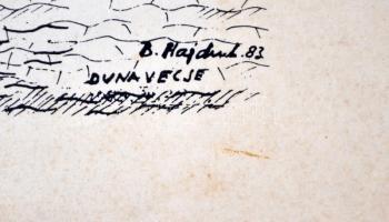 B. Hajdu László (1926-): Dunavecse. Nyomat, papír, jelzett a nyomaton, 21×29 cm