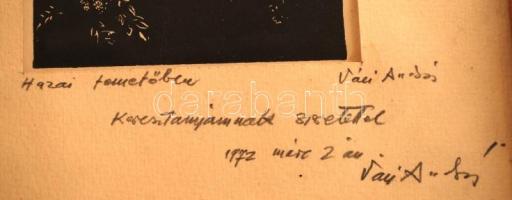 Váci András (1926- ): Haza temetőben. Linó, papír, jelzett, 15×10 cm