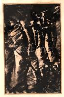 MCP jelzéssel: Búcsúzás. Tus, papír, üvegezett keretben, 14×9 cm