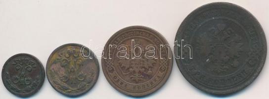 Orosz Birodalom 1898. 1/4k Cu + 1/2k Cu + 3k Cu + 1899. 1k Cu T:2-
Russian Empire 1898. 1/4 Kopek C...