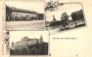 Chotesov, Chotieschau; abbey, railway station, floral