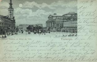 1898 Warszawa, Varsovie; Grand Theatre, Hotel de Ville / theatre, town hall (EK)