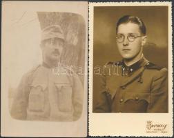 cca 1914-1918, 1941 Katonákról készült fotók, 2 db fotólap, egyik hátoldalon pecséttel jelzett(K.u.K. Infanterieregiment), másik dátumozva, 14x9 cm